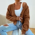 thumbnail image 5 of Husipze Chunky Knit Cardigan Sweater for Womens V Neck Oversized Button Down Long Sleeve Ribbed Texture Loose Fit Casual Tops Brown M, 5 of 7