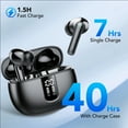 thumbnail image 6 of Bluetooth Headphones True Wireless Earbuds 40H Long Playback, Stereo Deep Bass, LED Display, IPX7, Lightweight in Ear Earphone, Noise Cancelling Headphones with Mic for iPhone Android, Black, 6 of 7