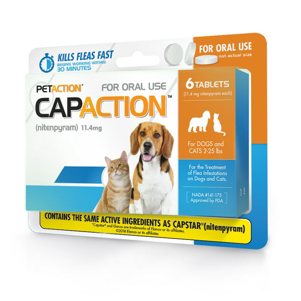 CapAction Fast Acting Flea Treatment for Small Dogs and Cats, 6 Tablets