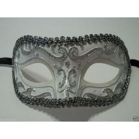 White Silver Exquisite Venetian Mardi Gras Masquerade Mask