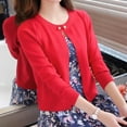 thumbnail image 4 of SWSMCLT Women's Long Sleeve Knit Top Soft Open Front Summer Cardigan for Dresses Cardigan Sweater Button Lightweight Fashion Knitted Spring Red Medium, 4 of 5