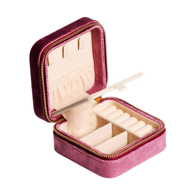 Caja organizadora de joyas con soporte de exhibición de espejo para cumpleaños de viaje de brazalete Violeta jinwen Organizador de joyas