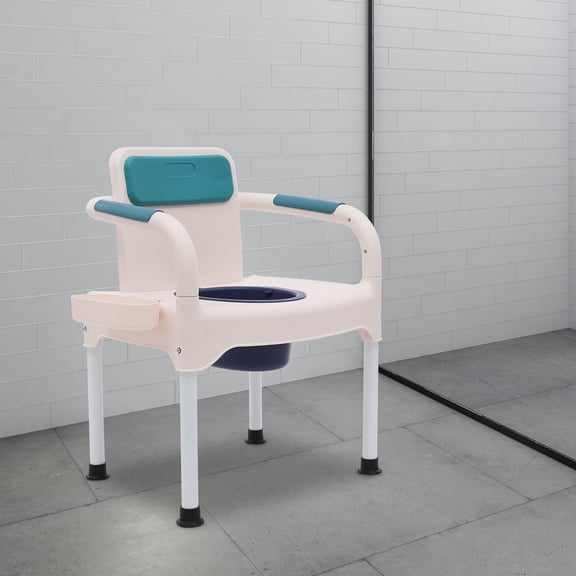 Portable Commode Chair - Double Bucket with Cushion - Safe for Seniors, Post-Surgery & Pregnancy - Easy-Clean PP - Blue