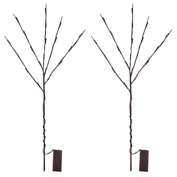 GOOHOCHY Osaladi 2pcs 20 LED Rama Luces de rama Luces decorativas alimentadas por la batería Rama iluminada de twig de sauce para la decoración de la fiesta en el hogar (luz cálida, sin batería)
