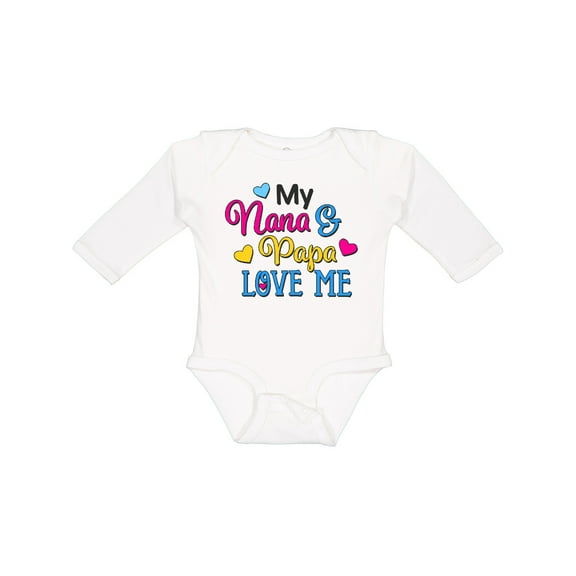 Inktastic My Nana and Papa Love Me with Hearts Boys or Girls Long Sleeve Baby Bodysuit