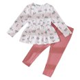thumbnail image 4 of Xyant Toddler Baby Girl Clothes Infant Girl Outfits Fall Ruffle Floral T-Shirt Top Pants Set Winter Spring Clothes,Size 2-3 Years, 4 of 9