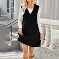 thumbnail image 2 of Women Tank Dress Sweater Skirts Vneck Ribbed Dresses Comfy Spring Sleeveless Skirt Casual Loose, 2 of 5