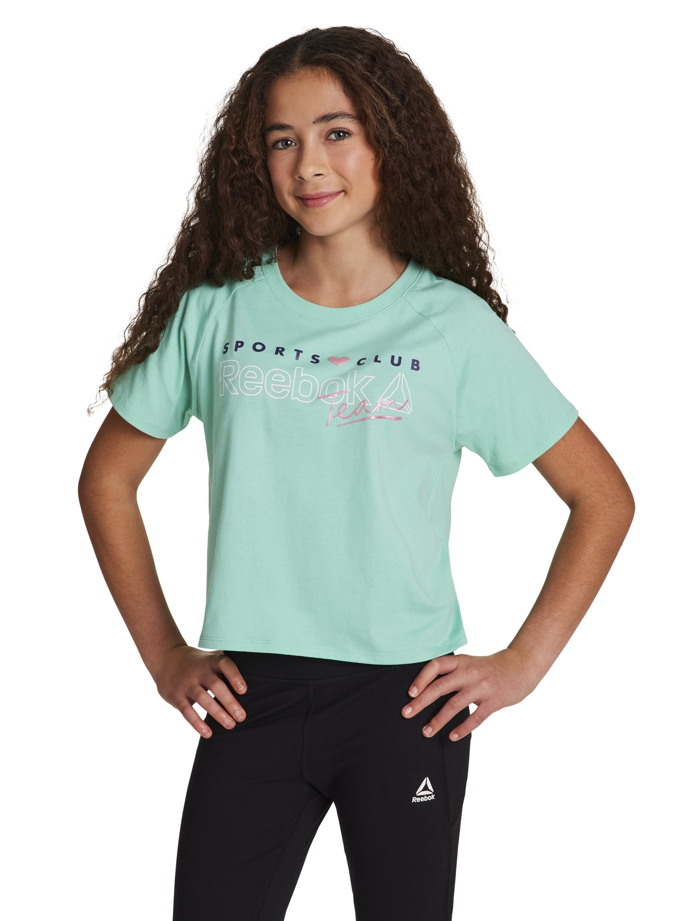 Reebok Girl’s Athletic Boxy Short Sleeve Graphic T-Shirt, Sizes 4-18
