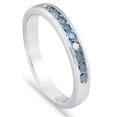 thumbnail image 3 of Pompeii 1/4 cttw Blue Diamond Wedding Ring 14K White Gold Channel Set Stackable Band, 3 of 4