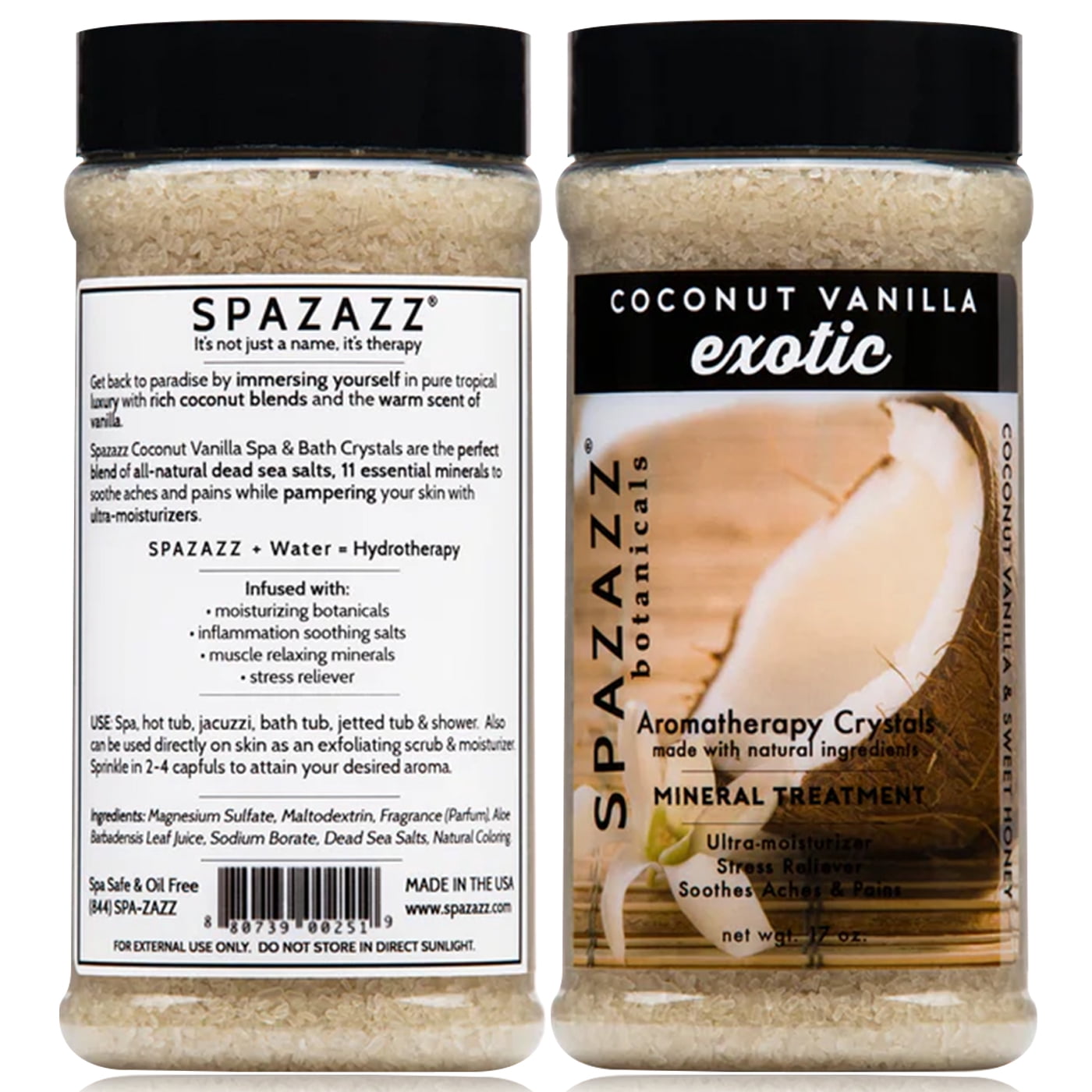 Spazazz Aromatherapy Spa and Bath Crystals - Coconut Vanilla 17oz (2 Pack)