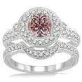 thumbnail image 2 of 1.5 Carat Morganite & Diamond Antique Halo Bridal Set Engagement Ring on 10k White Gold, 2 of 3