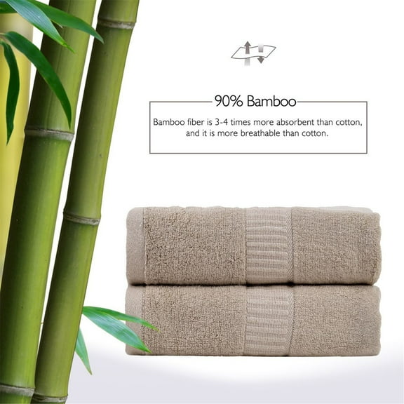 JML Bath Towel Sets, 2 Piece Bamboo Towels, Ultra Soft Touch and Absorbent Towels 27 x 55 inches (Tan)