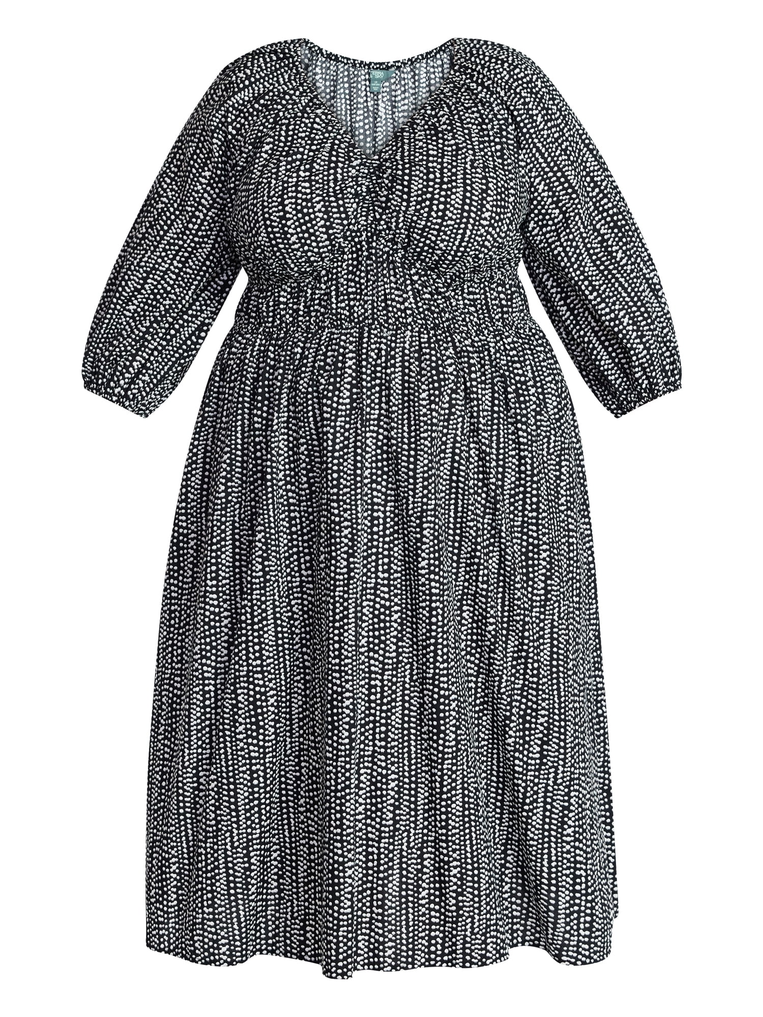 Terra & Sky Women's Plus Size Cinch Waist Midi Dress, Sizes 0X-5X