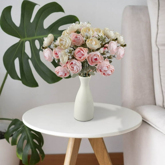 Luxcidy Artificial Flowers Roses Fake Flowers, Flower Balls for Wedding Centrepieces, Artificial Flowers for DIY Bridal Bouquets Faux Flowers Centerpieces for Table Home Decor(Pink)