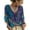 Dark Blue, variant on Womens V Neck 3/4 Sleeve Bohemian Casual Blouses V Neck Lace Casual Loose Fit Blouses Boho Fashion Beach Vacation Clothes