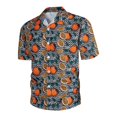 thumbnail image 2 of Camisas Tipo Para Hombre Camisa de manga corta con solapa y hebilla de bolsillo para hombre (Orange, 5XL), 2 of 3