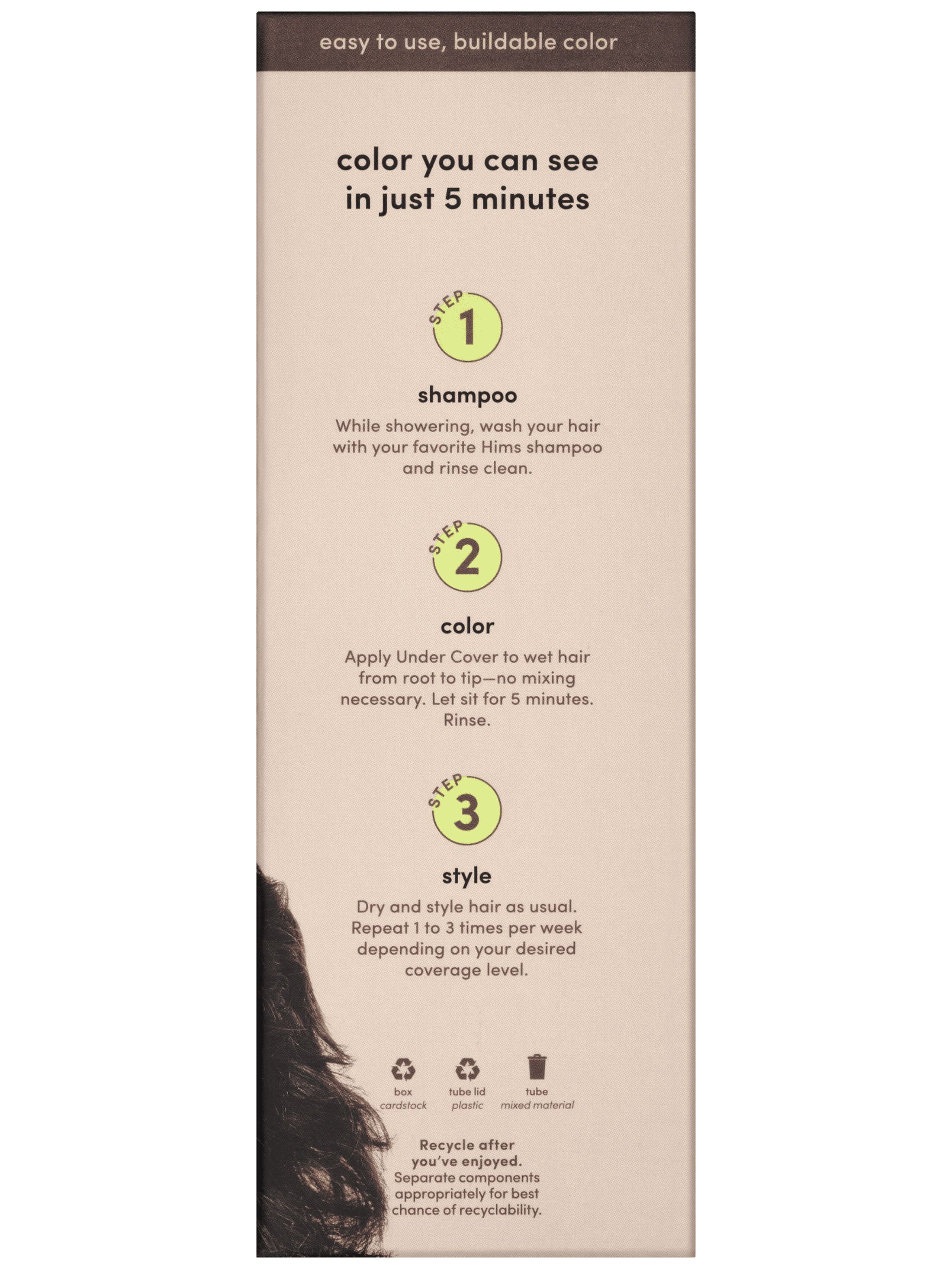 Hims Under Cover Hair Color & Conditioner for Men Semi Permanent Blends Grays, Dark Brown, 5 fl oz