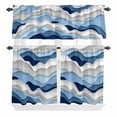 thumbnail image 2 of Kitchen Window Curtains Valance and Tier Set, Ocean Blue Gradient Water Ripples Rod Pocket Tier Curtain Valance Set, Coastal Nautical Theme Light Filtering Cafe Curtains for Bedroom Living Room, 2 of 9