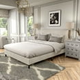 thumbnail image 2 of Furniture of America Colly Adult Queen Chenille Fabric Upholstered Platform Bed, Cream, 2 of 25
