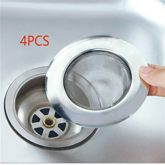 4 PCS Kitchen Sink Strainer Stainless Steel, Kitchen Sink Drain Strainer, Sink Strainers with Large Wide Rim 4.45" Diameter for Kitchen Sinks, Laundry, Mop Pool, Utility, Slop