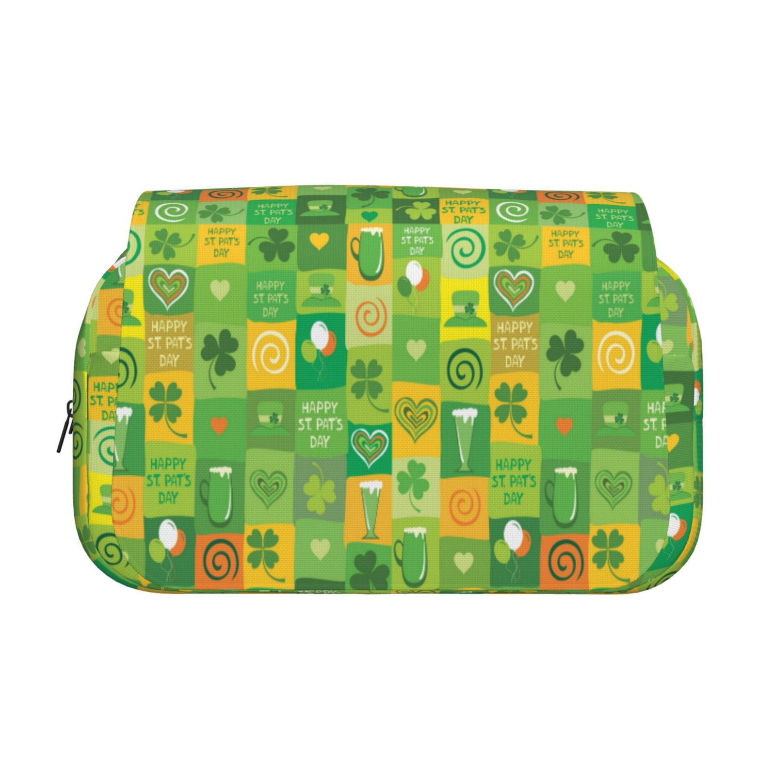 Rateoe St. Patrick's day Pattern Double Clamshell Pen Case, Storage Organizer with Two Zipper Compartments– Holds Up to 50 Pencils & Pens