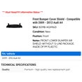 thumbnail image 2 of Front Bumper Cover Shield - Compatible with 2009 - 2012 Audi A4 2010 2011, 2 of 2