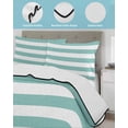 thumbnail image 4 of Quilts King Size Bedding Set, Green Stripes Lightweight Quilted Comforter, Simple Green White Texture Soft Reversible Bedspread Coverlet with Pillow Covers for All Season, 96" x 106", 4 of 7