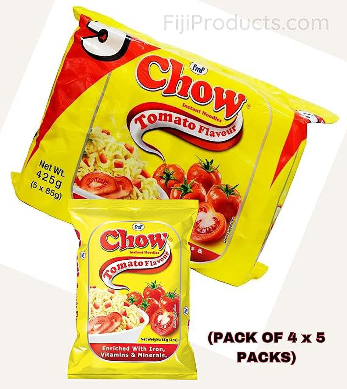 fmf Chow - 2 Minute Instant Noodles, Tomato Flavor (4 Pack of 5 x 85g) HALAL So Tasty! FijiProducts.com