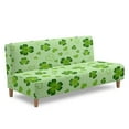 thumbnail image 2 of Xoenoiee Green Shamrock Heart Pattern Armless Futon Cover Super Stretch Futon Sofa Bed Slipcover St. Patrick's Day Decor with Non-Slip Elastic Bottom, Universal Sofa Mattress Covers Full Queen Size, 2 of 7