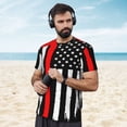 thumbnail image 4 of Wukai Firefighters USA Flag Print Men's Short-Sleeved Mesh T-Shirt,Quick-Dry Short Sleeve Workout T-Shirt-XX-Large, 4 of 8