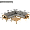 thumbnail image 2 of Harper & Bright Designs Patio L-Shaped Conversation Sectional Sofa Set with Coffee Table, Outdoor Acacia Wood Seating Group with Side Table for Backyard Garden, Gray, Natural, 2 of 11