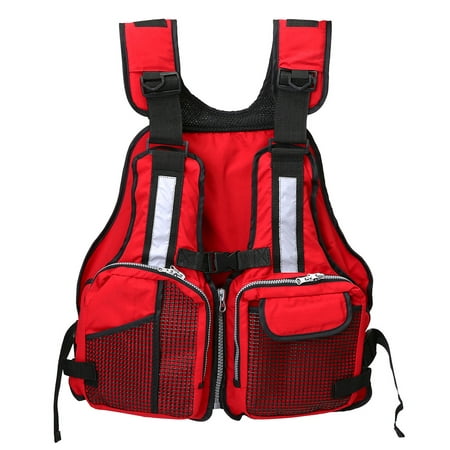 Grtsunsea Adult Universal Adjustable Fishing Life Jacket Boating Kayaking Watersports Life Vest with Multi-Pockets and Reflective