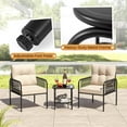 thumbnail image 6 of Costway 3 PCS Patio Bistro Set with Tempered Glass Table Chairs Back and Seat Cushions, 6 of 10