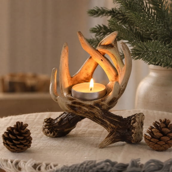 Christmas Decorations Savings, Antler Candle Holder Resin Candlestick Deer Antler Decor White Candle Holder Farmhouse Decor Mantel Decoration Christmas Table Decor 1 Piece Elegant Design