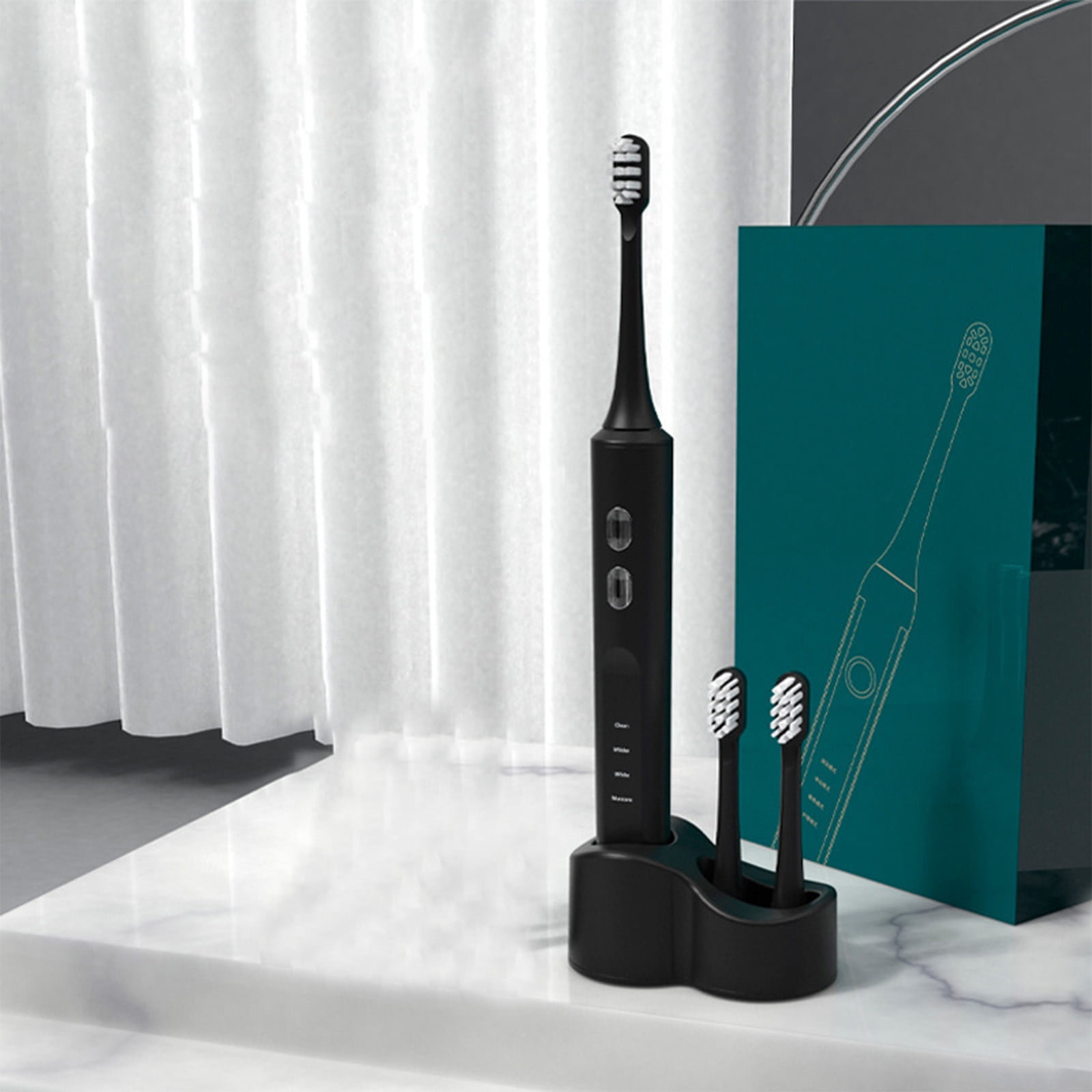 Wovilon USB Wireless Charging Toothbrush, Toothbrush With 2 Brush Heads, Smart 4 Modes Toothbrush IPX7 Water Proof
