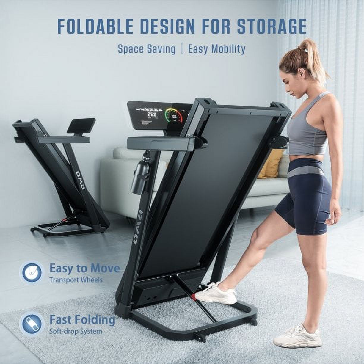 OMA Electric Exercise Treadmills for Home with Max 2.25 HP 300 LBS Capacity Foldable Treadmill for Running and Walking Jogging Exercise with 36 Preset Programs and 3-level Incline