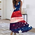 thumbnail image 2 of Women's Elegant Sleeveless Dress with Patriotic Print, V-Neck Loose Fit Design, Long Casual Sundress for Summer Outings,Royal Blue S, 2 of 5