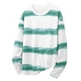 thumbnail image 4 of Atogsazn Men's Striped Shirt Casual Crewneck Long Sleeve Pullover Tshirt Fall Outfit Outerwear Clothing 03-Green L Fashion, 4 of 5
