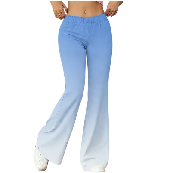 cocolona Womens Casual Flare Leggings Summer Elastic Waist Wide Leg Trousers Solid Color Loose Workout Yoga Pants
