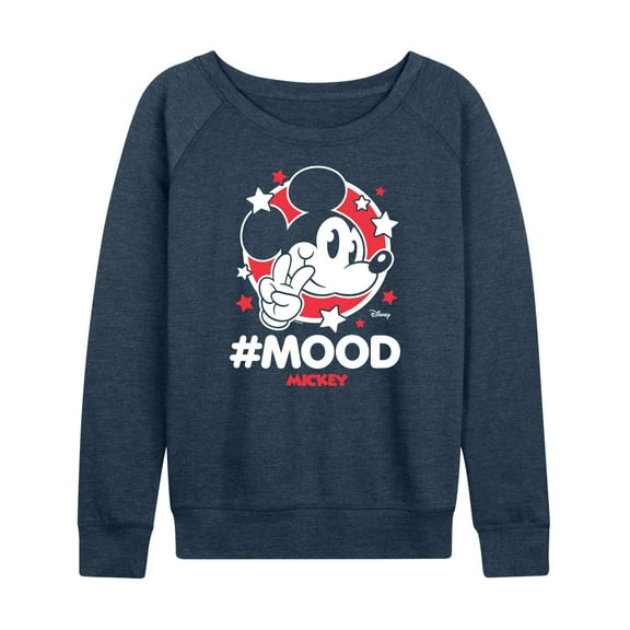 Disney - Mickey Mouse - Hashtag Mood - Women's Lightweight French Terry Long Sleeve Shirt