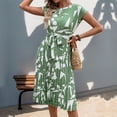 thumbnail image 3 of WTOBBY Women's Casual Fashion Abstract Print Pleated Cuff Dress with Unique Pattern and Relaxed Fit for Artistic Style Outings,Mint Green S, 3 of 4