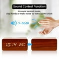 thumbnail image 3 of TBWYF Wooden Wood Alarm Clock Qi Wireless Charging LED Sound Control Time Date Temperature Brown, 3 of 5