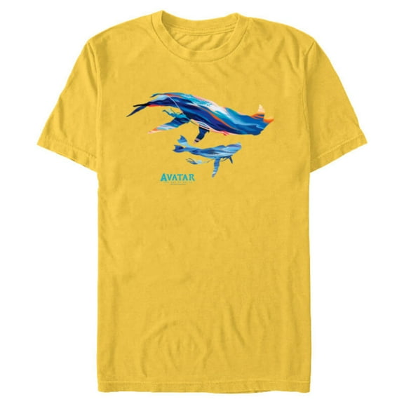 Avatar: The Way of Water Tulkun Mother and Calf Illustrated - Short Sleeve Blended T-Shirt for Adults - Customized-Yellow