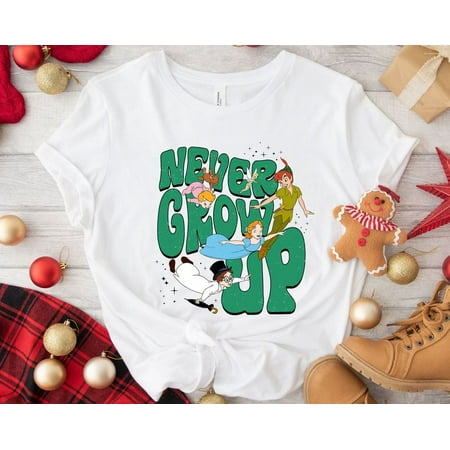 

Vintage Retro Never Grow Up Peter Pan Shirt Family Matching Walt Disney World Shirt Gift Ideas Men Women