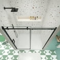 thumbnail image 3 of MAYEERTY 60*74" Double Sliding Shower Bypass Door, 5/16"Tempered Glass & 8"Stainless Steel Handle, Matte Black, 3 of 19