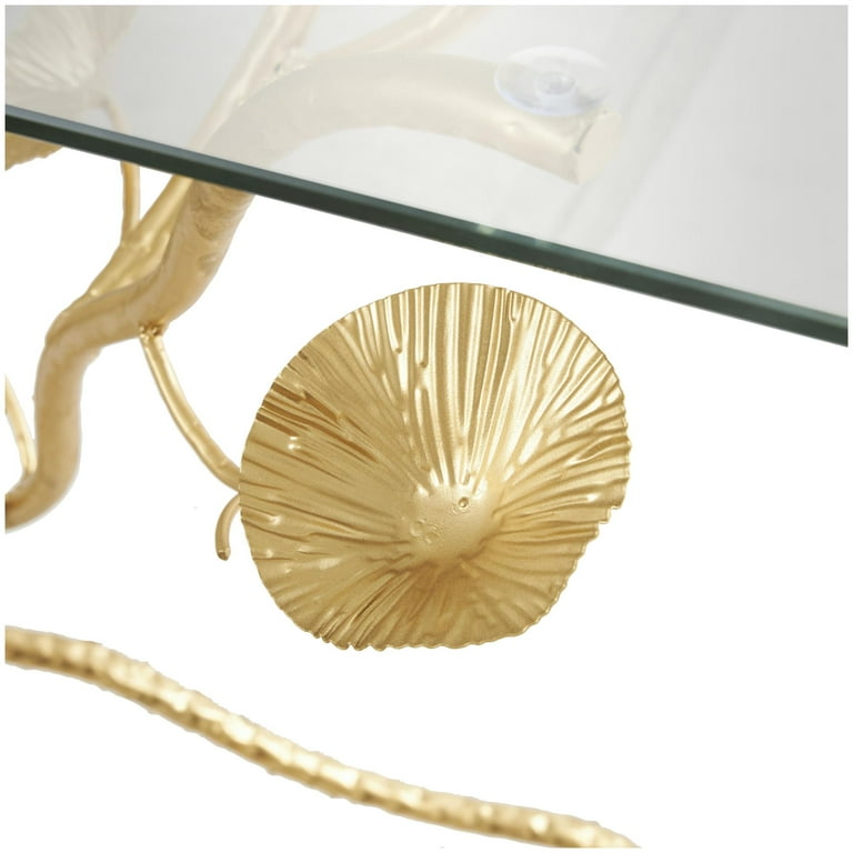 ディスプレイテーブル　DEMODE DecMode Gold Metal Branch Floral Console Table with Glass