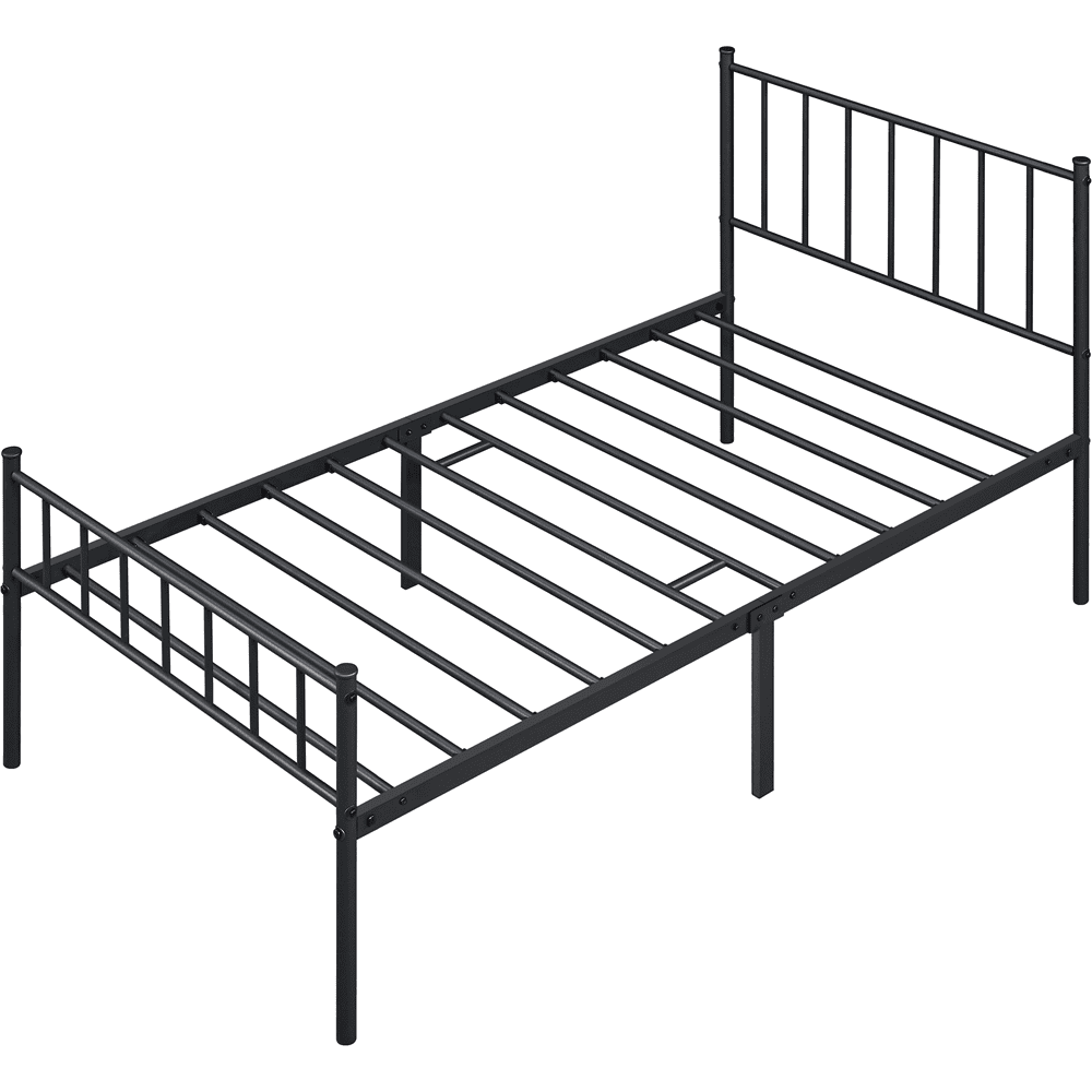 Renwick Metal Platform Bed with Spindle Headboard and Footboard, Adult, Twin Size, Black