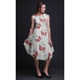 thumbnail image 4 of Bimba Robe d'Été Sans Manches à Col Rond pour Femmes, Grise, à Imprimé Floral de Pivoine et d'Anémone, Tenue Décontractée - Grand, 4 of 6
