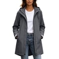 thumbnail image 2 of TGSLY Drawstring Hooded Rain Jacket for Women Lightweight Full Zip Long Sleeve Windproof Trench Coat Casual Solid Color Outerwear with Pockets XXXL, 2 of 10