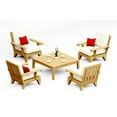 thumbnail image 2 of Caranas Teak Wood 5 Pc Lounge Chair Set: 4 Lounge Chairs & Square Coffee Table With Cushions in Outdoor Sunbrella Fabric #5404 Canvas Natural, 2 of 2